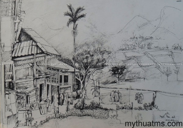 Mai Chau sketch painting 156