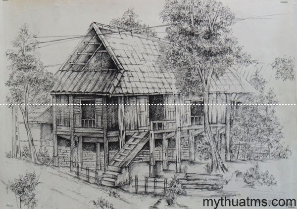 Mai Chau sketch painting 158