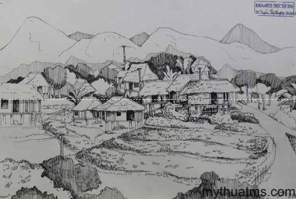 Mai Chau sketch painting 170